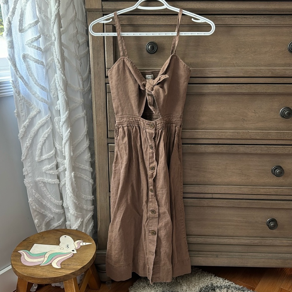 Aritzia Wilfred Linen Tie front Dress 00